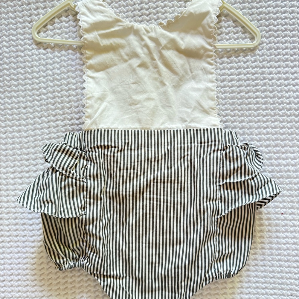 Jacadi Cream and Black Baby Romper